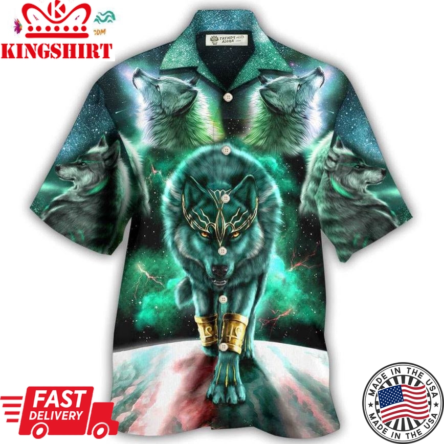 Wolf Warrior Galaxy Style Hawaiian Shirt