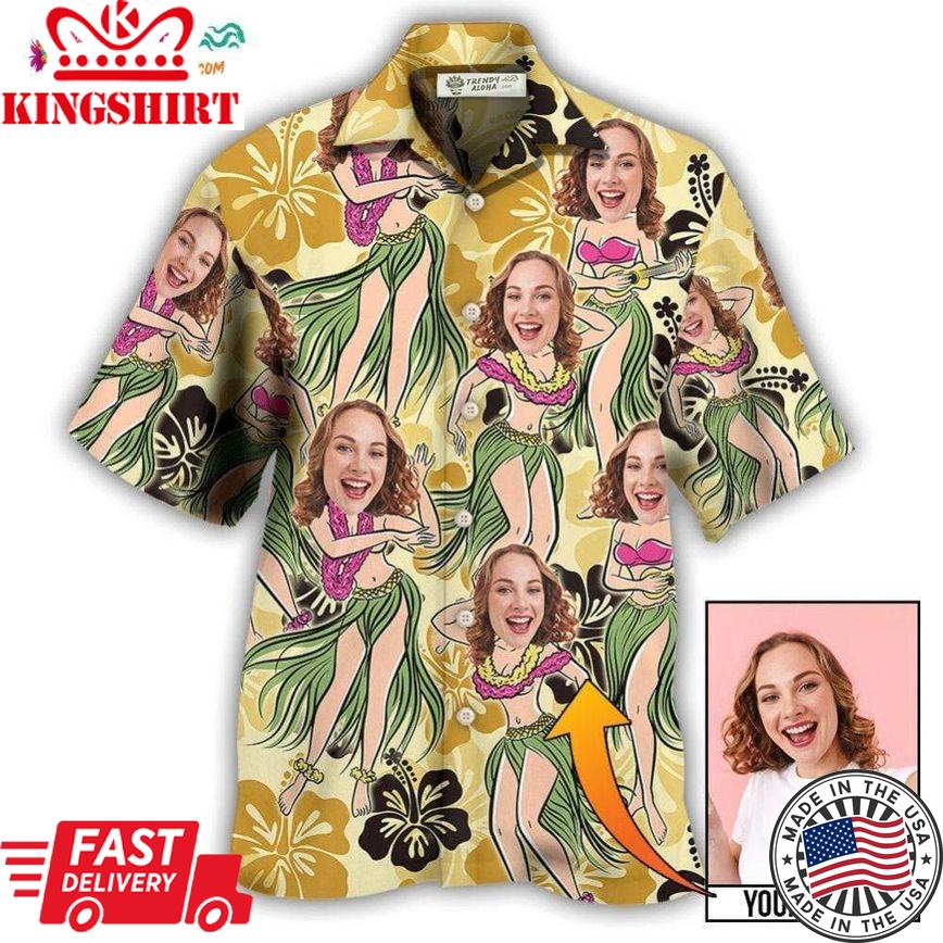 Woman Face Custom Photo Aloha Tropical Hawaiian Shirt