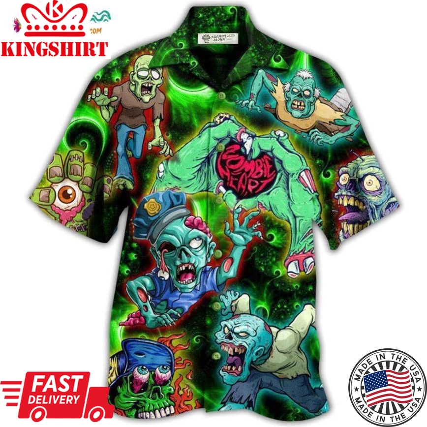 Zombie Eat Brains You'Re Safe Hawaiian Shirt