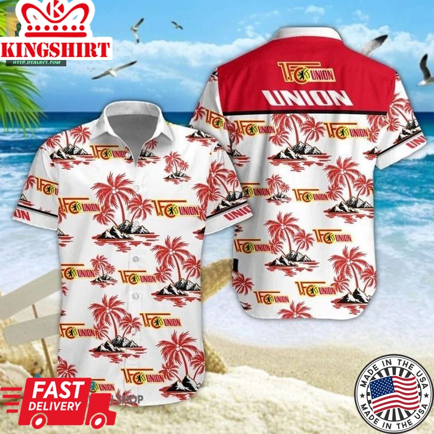 1. Fc Union Berlin Coconut Tree Trendy Hawaiian Shirt Aloha Shirt