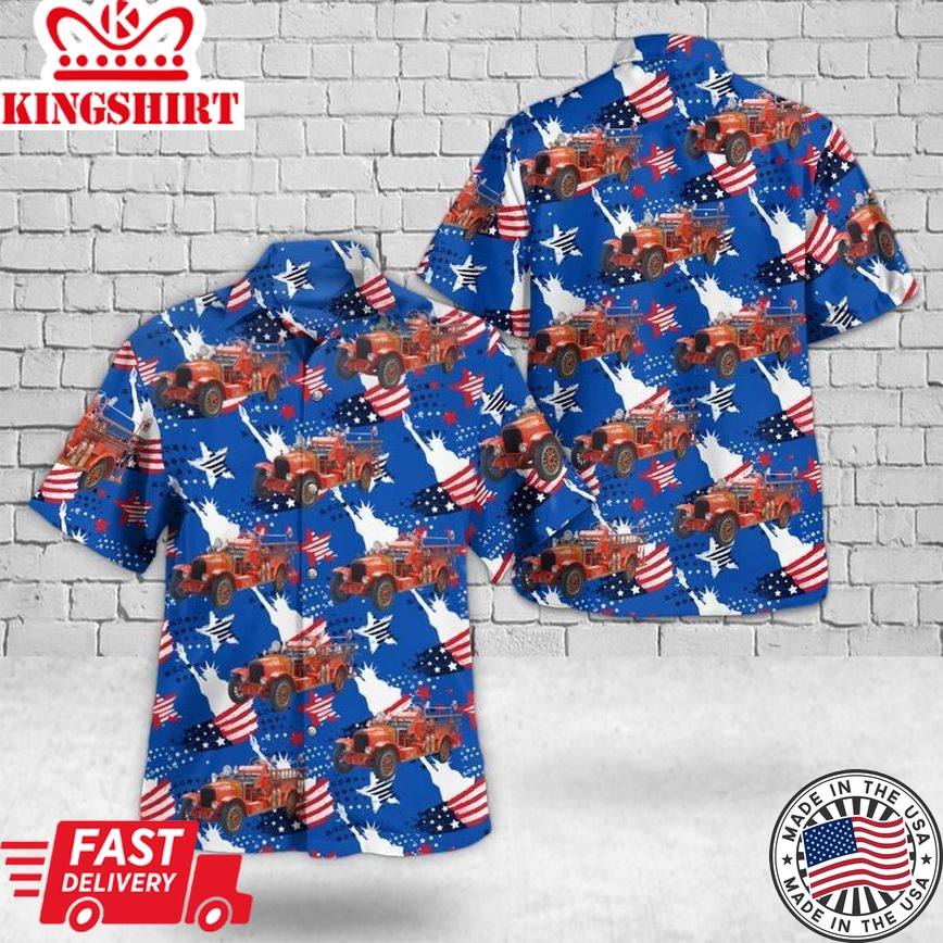 1923 La France Fire Engine, 4Th Of July Trendy Hawaiian Shirt For Men And Women