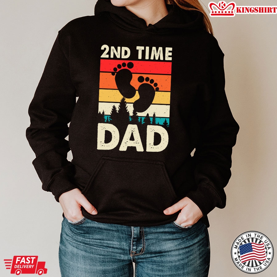 2nd Time Dad Baby Announcement Vintage Father's Day Hoodie