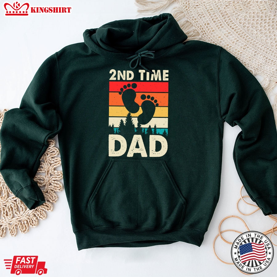 2nd Time Dad Baby Announcement Vintage Father's Day Hoodie