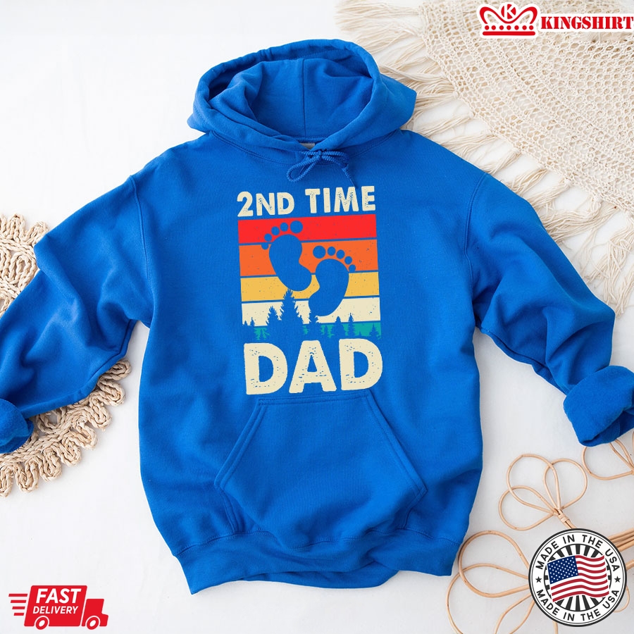 2nd Time Dad Baby Announcement Vintage Father's Day Hoodie