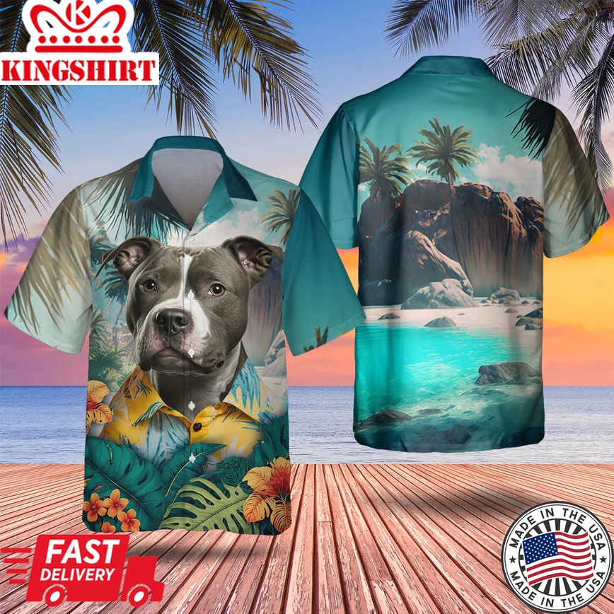 3D All Over Printed Trendy Hawaiian Shirt for Dog Lovers: American Staffordshire Terrier