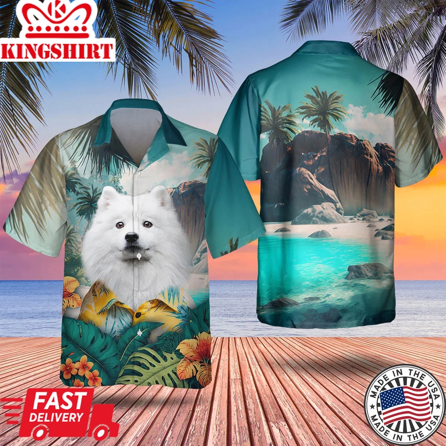 3D All Over Printed Trendy Hawaiian Shirt for Men: American Eskimo Summer Style