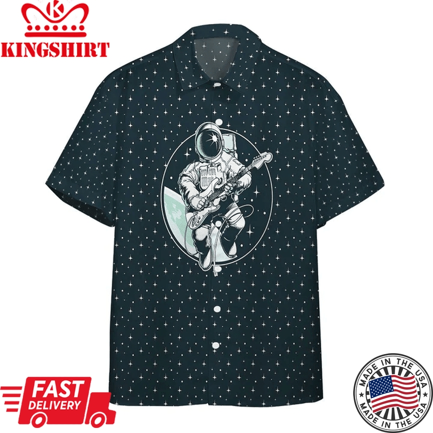 3D Astronaut Playing Guitar Custom Hawaii Shirt For Men And Women