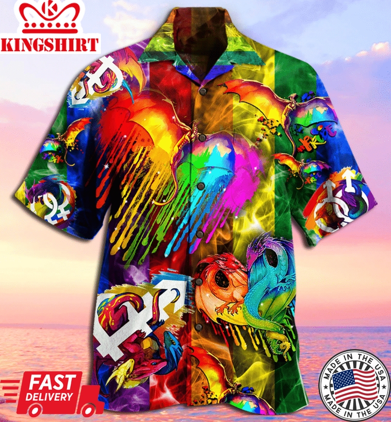 3D Colorful Dragon Lgbt Pattern Hawaiian Shirt