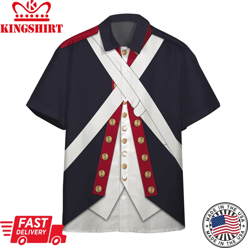 3D Continental Army Costume Short Sleeve Shirt, Trendy Hawaiian Shirt For Men, Women