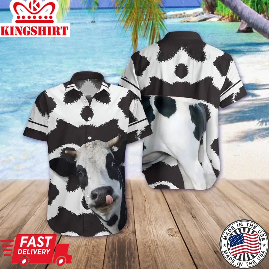 3D Cow Dairy Cattle Funny Trendy Hawaiian Shirt, Cow Trendy Hawaiian Shirt For Summer Gifts