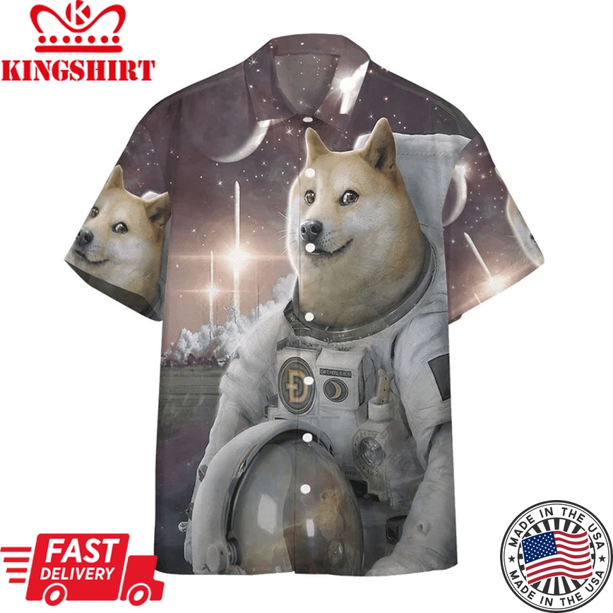 3D Doge To The Moon Custom Trendy Hawaiian Shirt