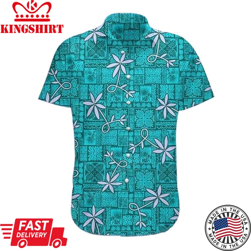 3D Elv Prl Blue Hawaii Shirt