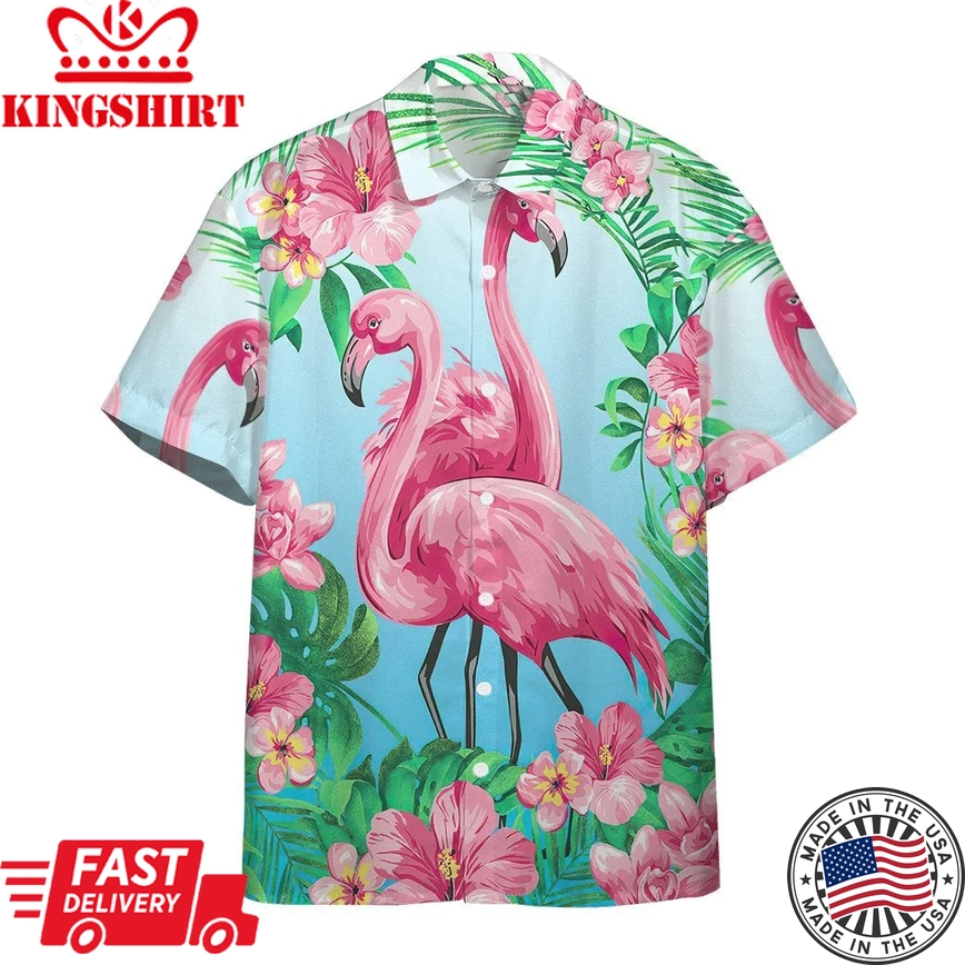 3D Flamingo Hawaii Custom Short Sleeve Shirts Aloha Shirt For Summer