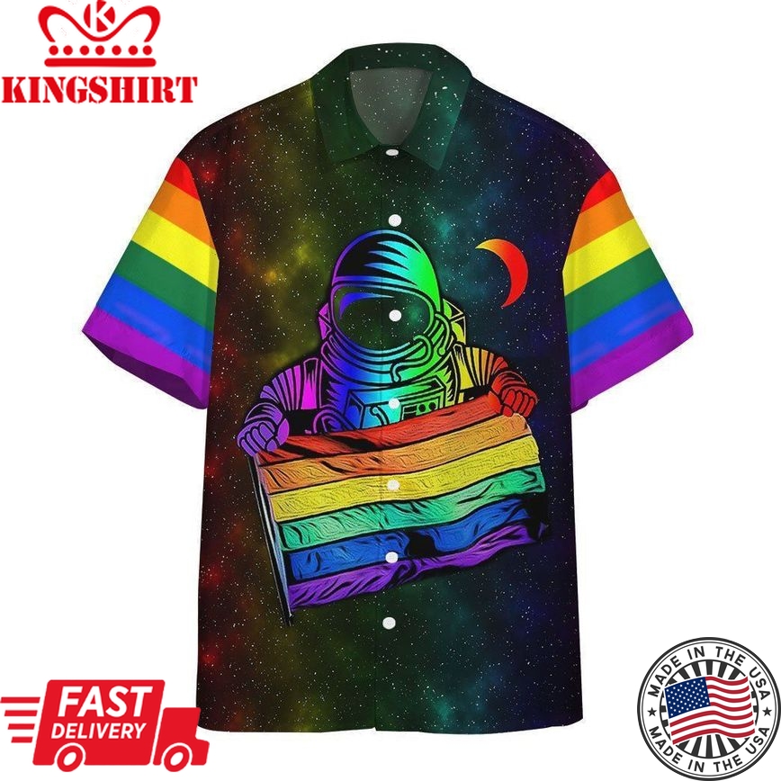 3D Gay Pride Astronaut Custom Hawaii Shirt Aloha Shirt For Summer