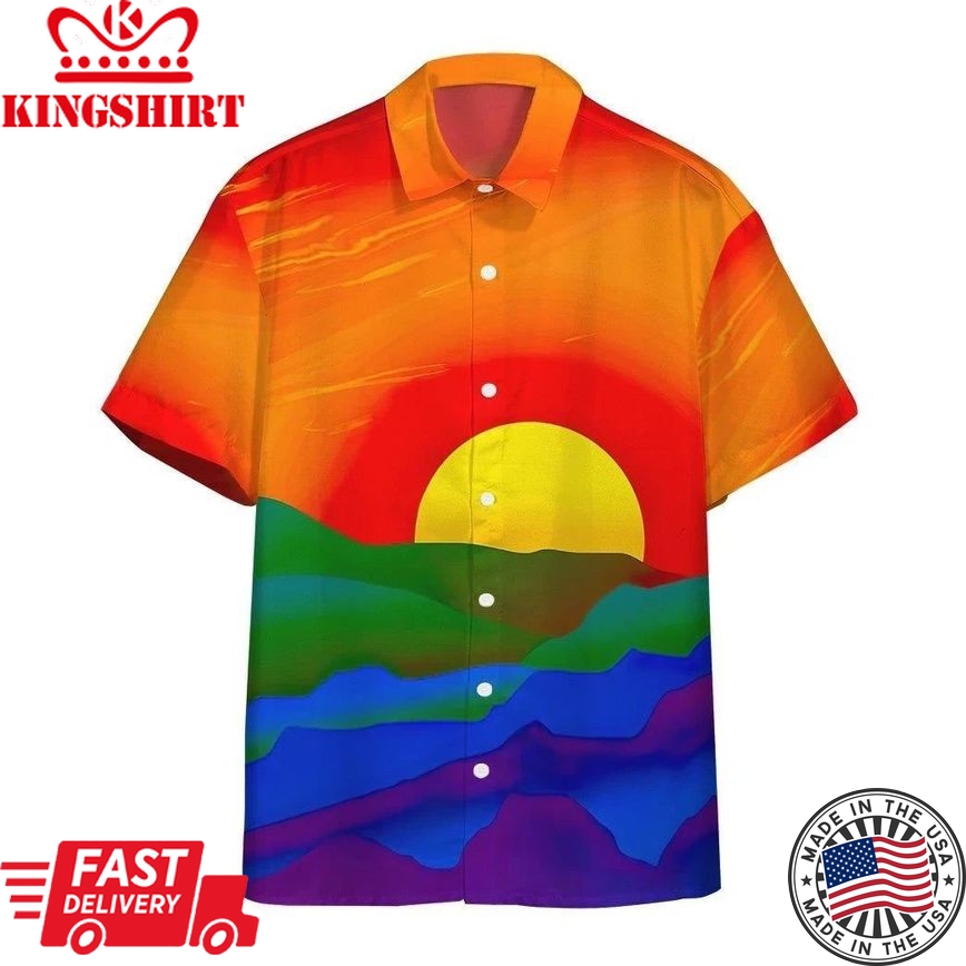 3D Gay Pride Sunrise Custom Hawaii Shirt Aloha Shirt For Summer