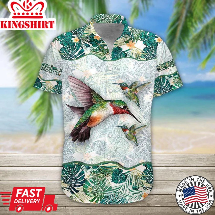 3D Hummingbird Hawaii Shirt, Trendy Hawaiian Shirts For Men Short Sleeve Aloha Beach Shirt