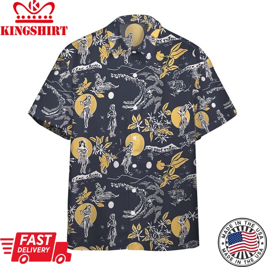 3D Jay Hernandez Hula Moon Navy Retro From The Magnum Pi Reboot Custom Hawaii Shirt