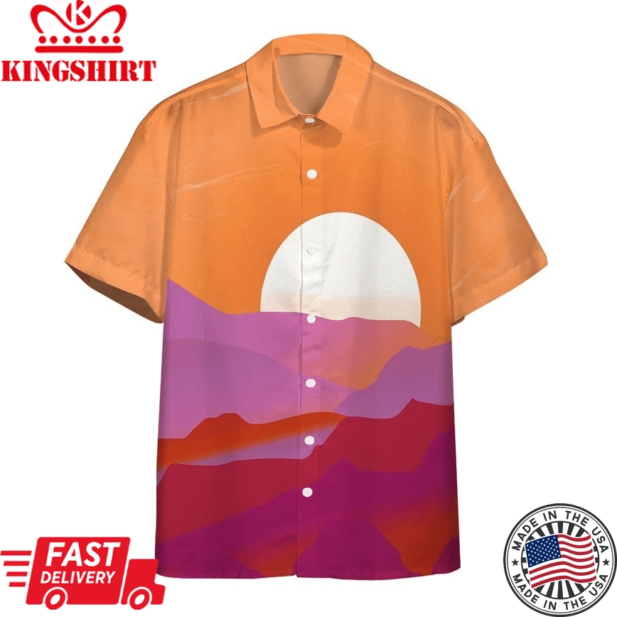 3D Lesbian Pride Sunrise Custom Hawaii Shirt Aloha Shirt For Summer