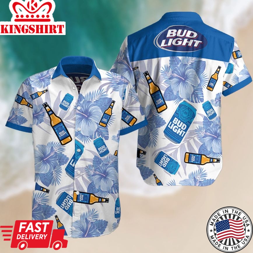 3D Litmus-Busch Light Bud Unisex Trendy Hawaiian Shirt Busch Latte T Shirts For Men