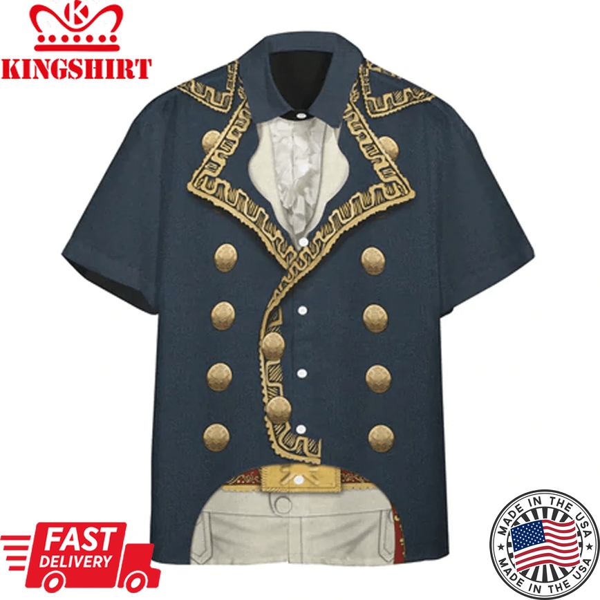 3D Marquis De Lafayette Costume Short Sleeve Trendy Hawaiian Shirt, Trendy Hawaiian Shirt For Men, Women