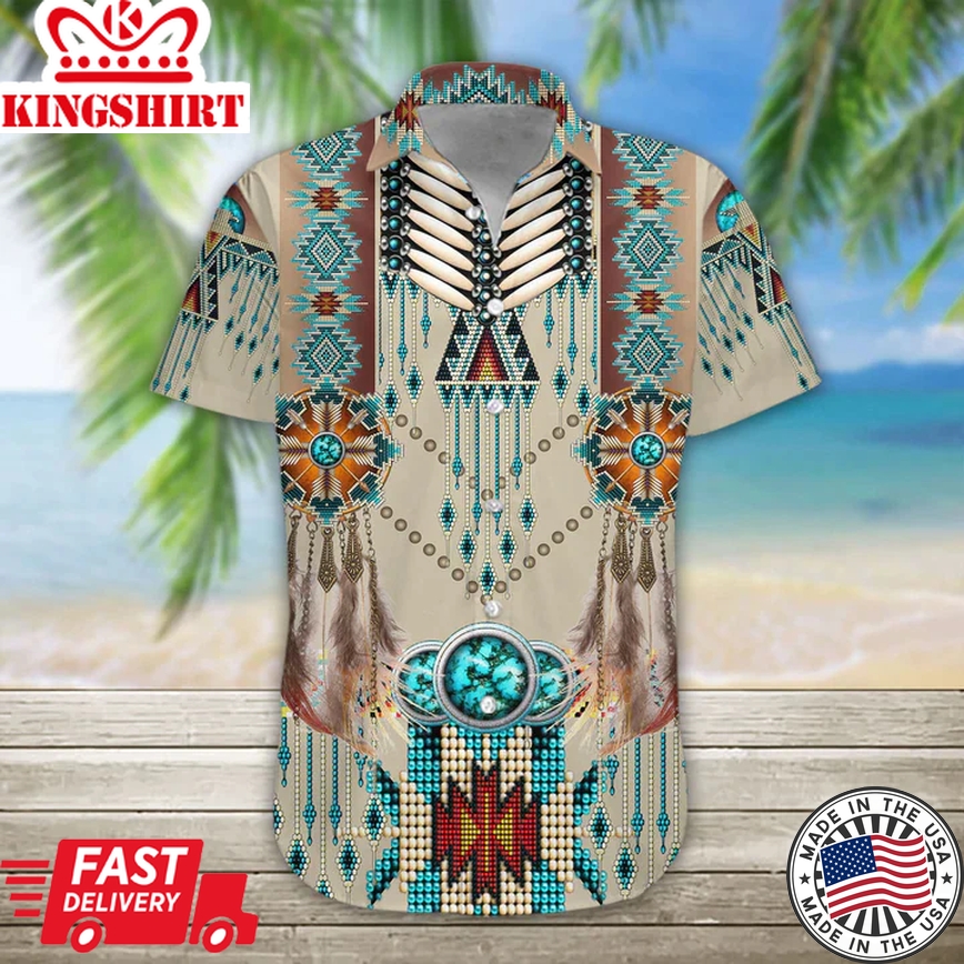 3D Native American Hawaii Shirt, Trendy Hawaiian Shirts For Men Print Button Down Shirt