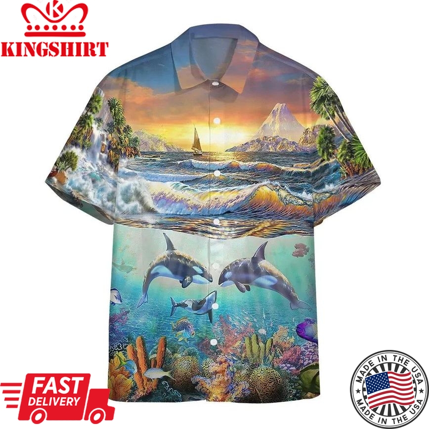 3D Paradise Bay Marine Life Custom Short Sleeve Shirt