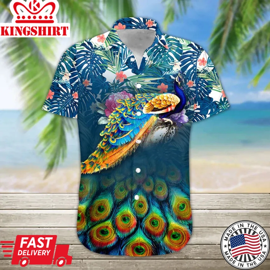 3D Peacock Hawaii Shirt, Trendy Hawaiian Shirts For Men And Women Short Sleeve Aloha Beach Shirt