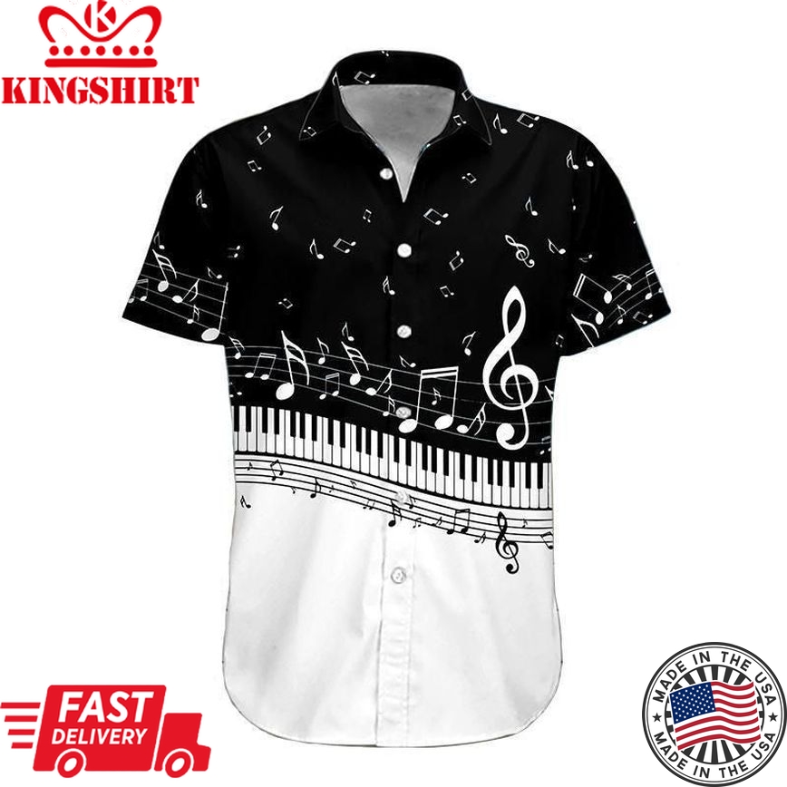 3D Piano Hawaii Shirt Aloha Shirt For Summer