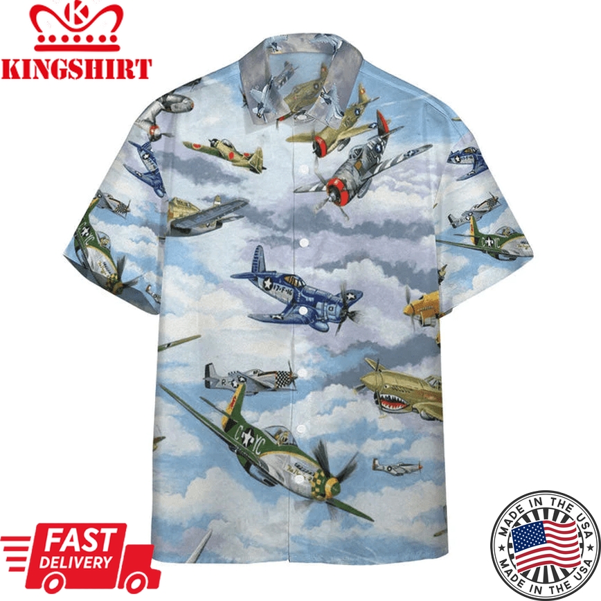 3D Planes Warbirds Ww2 Fighters Planes Custom Hawaii Shirt, Trendy Hawaiian Shirts For Men Short Sleeve Aloha Beach Shirt