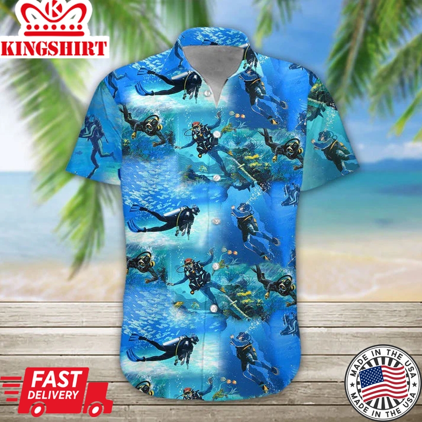 3D Scuba Diving Trendy Hawaiian Shirt For Men And Women