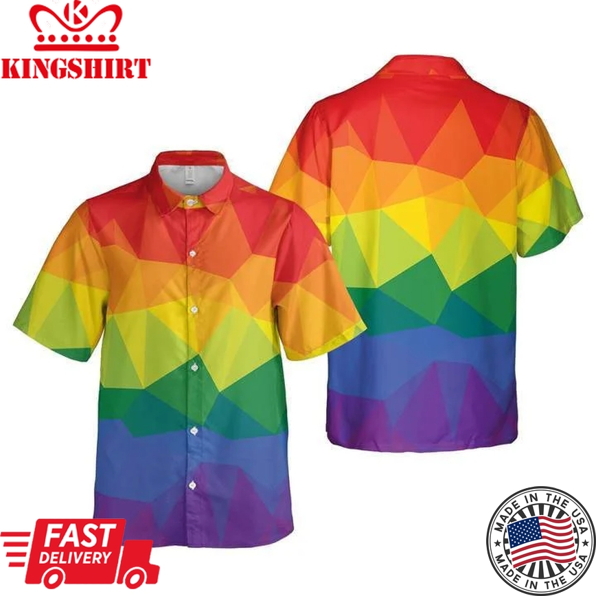 3D Shirt For Gay, Lgbt Polygon Background Design Hawaiian Shirt