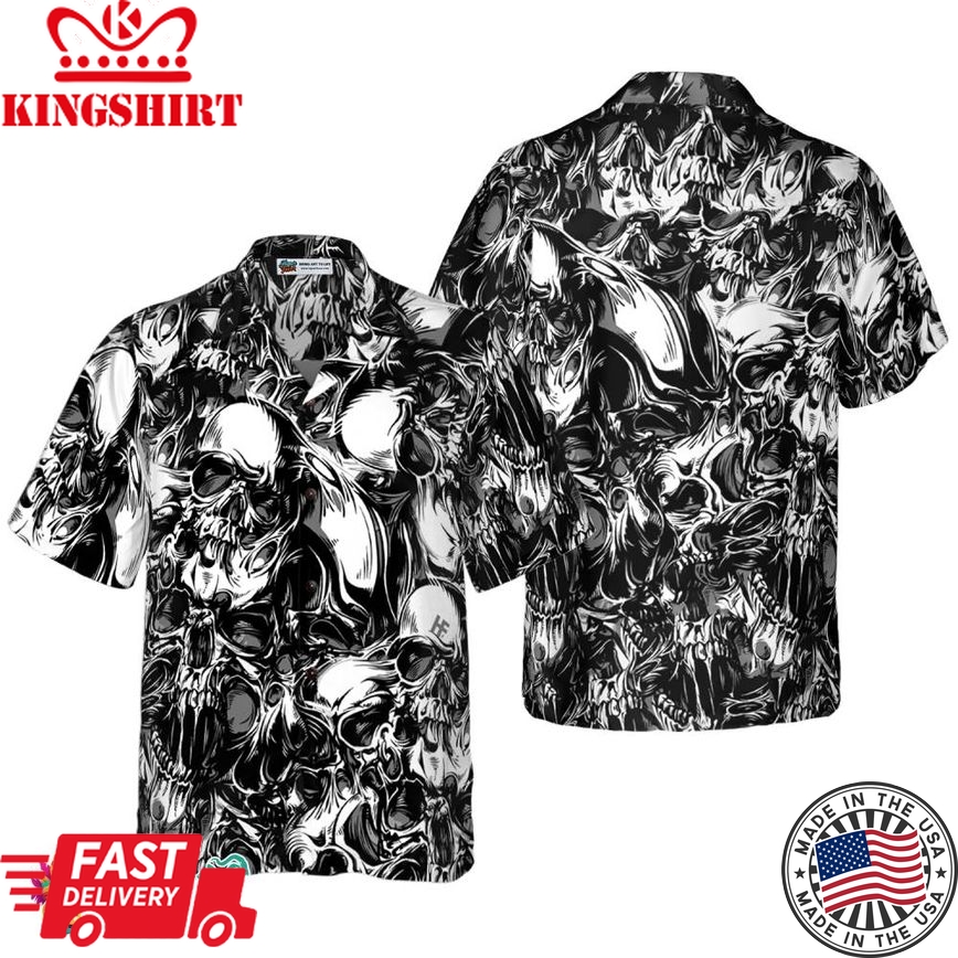 3D Skull Pattern Hawaiian Shirt