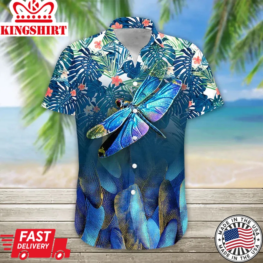 3D Summer Dragonfly Hawaii Shirt, Trendy Hawaiian Shirt For Men, Women