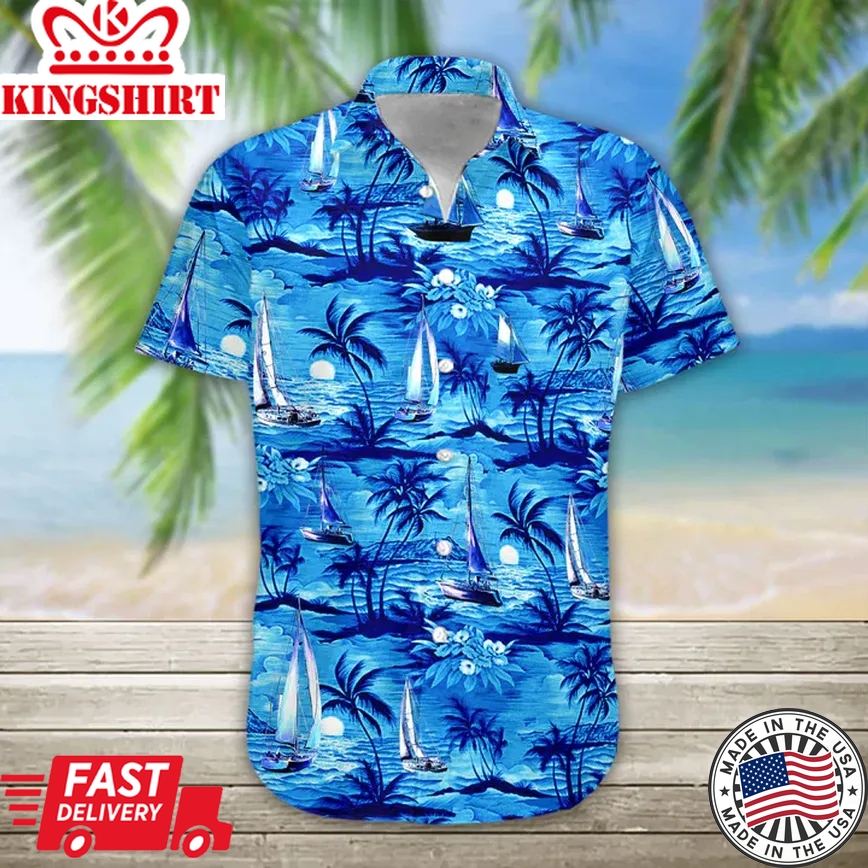 3D Summer Sailing Hawaii Shirt, Trendy Hawaiian Shirt For Men, Women