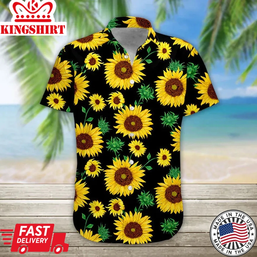 3D Sunflower Hawaii Shirt, Trendy Hawaiian Shirts For Men, Women Print Button Down Shirt