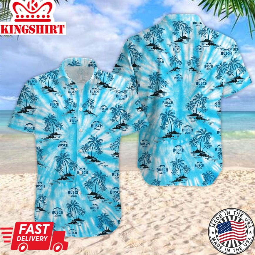 3D Tie Dye Litmus-Busch Light Bud Unisex Trendy Hawaiian Shirt Gift For Father Beach