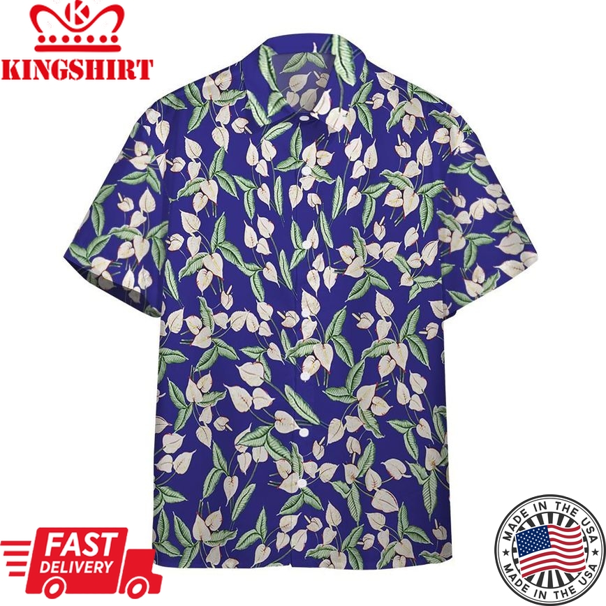 3D Tom Selleck Magnum Pi Mini Anthurium Blue Custom Hawaii Shirt