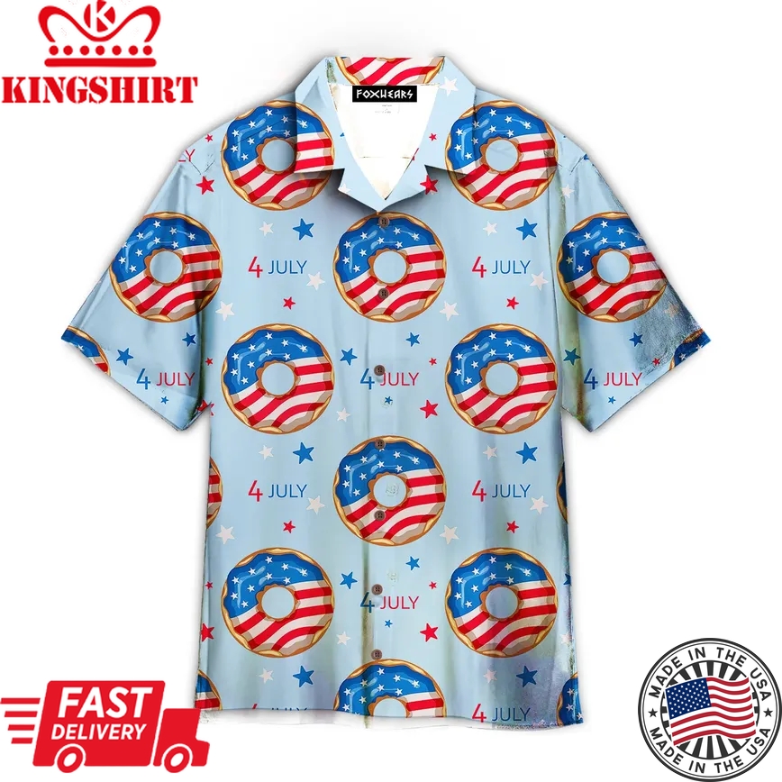 4Th Of July Blue And Red Donuts Trendy Hawaiian Shirt