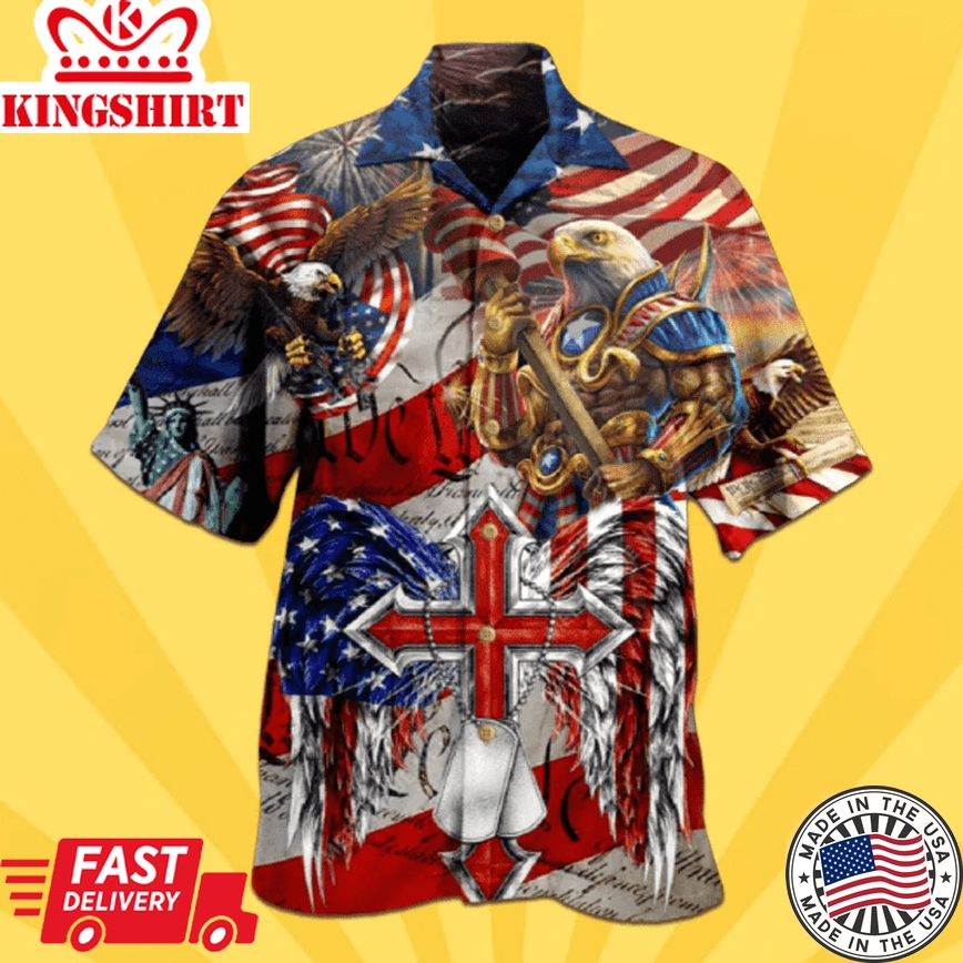 4Th Of July Hawaii Shirt Combatant Eagle American Flag Hawaiian Aloha Shirt Unisex Adult