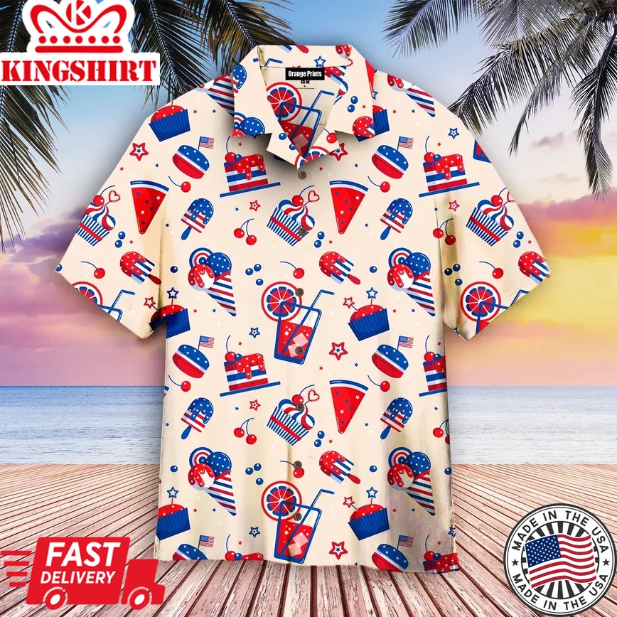 4Th Of July Ice Cream And Cakes Trendy Hawaiian Shirt