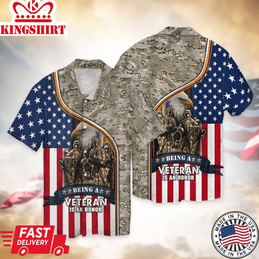 4Th Of July Independence Day American Being A Veteran Is A Honor Trendy Hawaiian Shirt