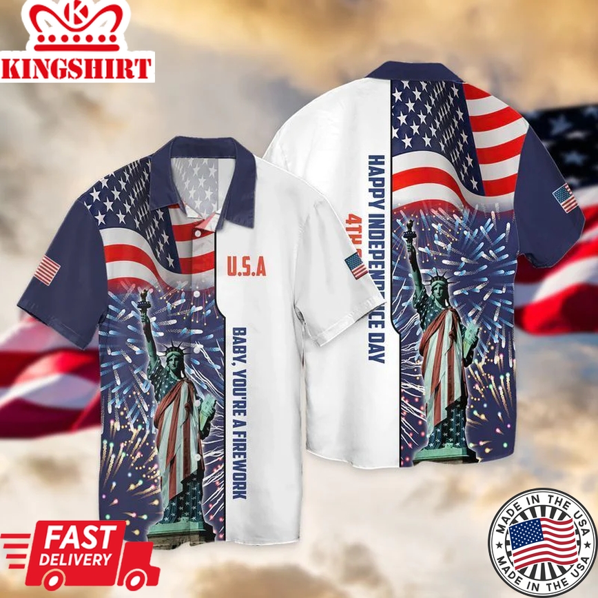 4Th Of July Independence Day American Flag Statue Of Liberty Trendy Hawaiian Shirt