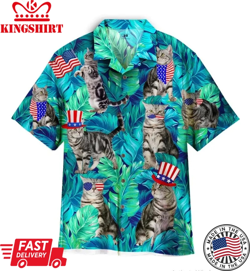 4Th Of July Independence Day Cat Lover Trendy Hawaiian Shirt