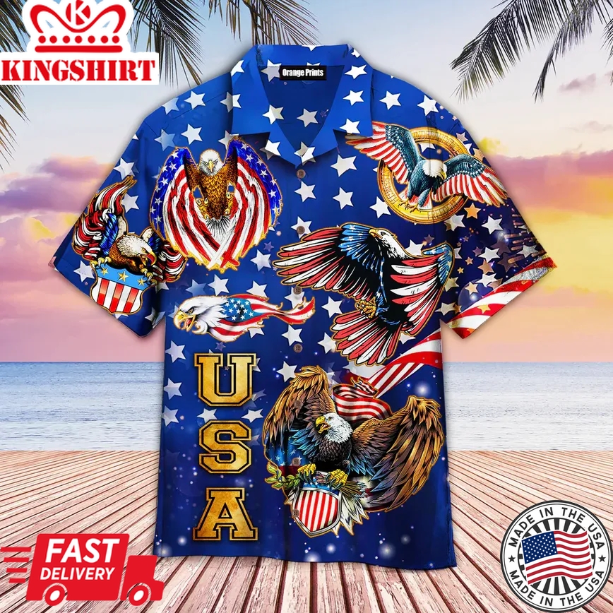 4Th Of July Independence Day Eagles Trendy Hawaiian Shirt