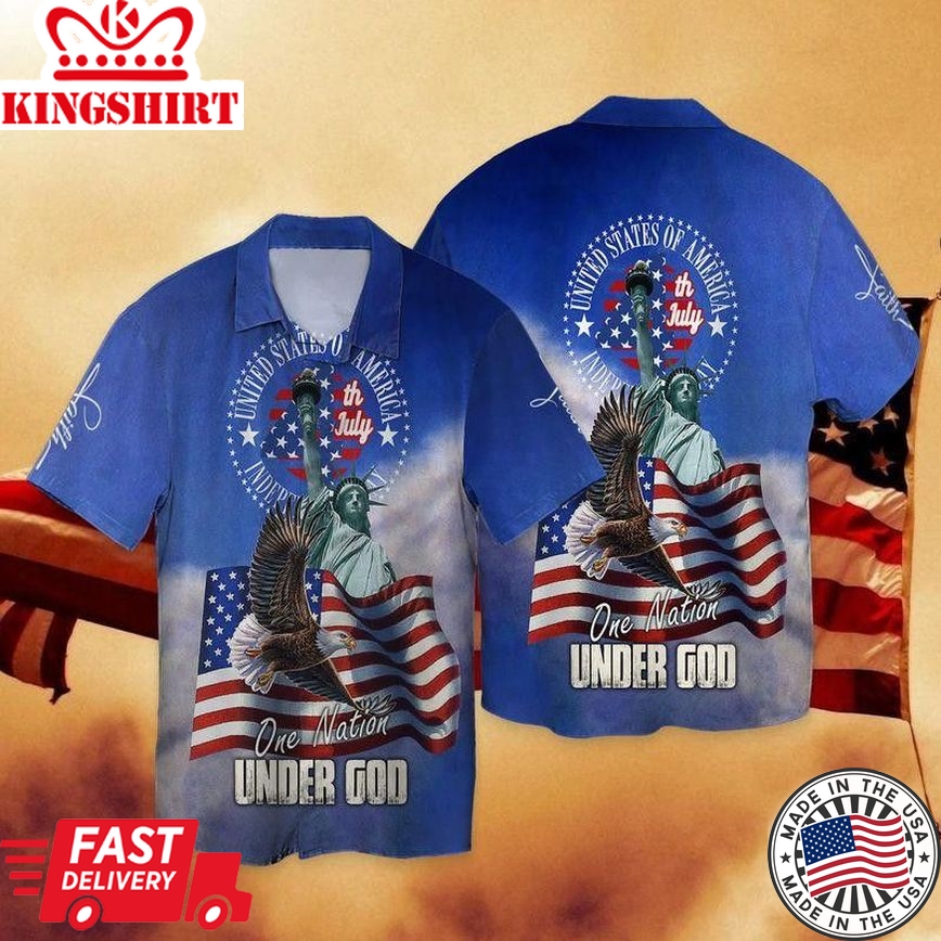 4Th Of July Independence Day One Nation Under God Trendy Hawaiian Shirt