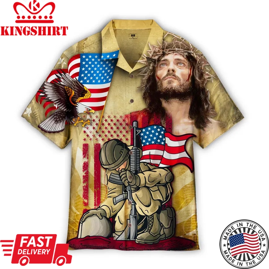 4Th Of July One Nation Under God Independence Day Memorial Day Trendy Hawaiian Shirt