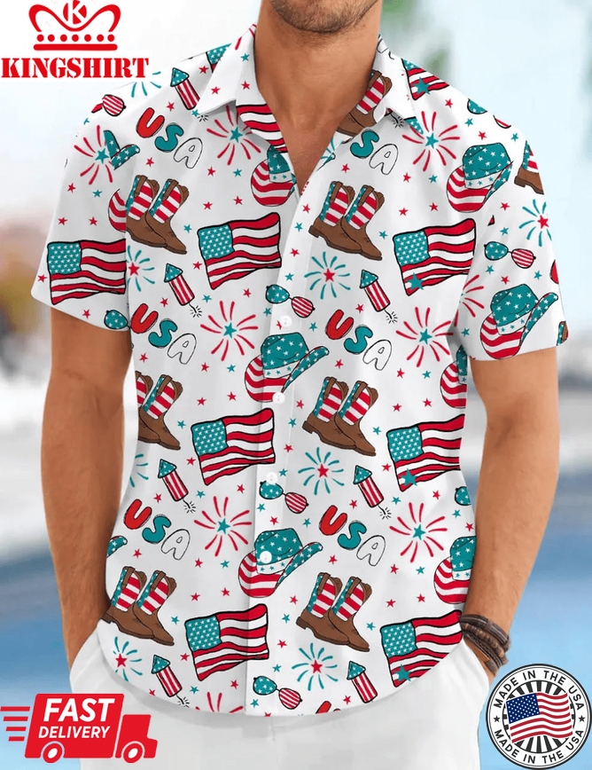 4Th Of July Western Trendy Hawaiian Shirt For Men And Women