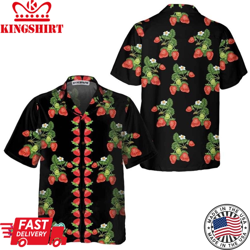 50S Style Strawberries Hawaiian Shirt, Strawberry Shirt For Men & Women, Strawberry Print Shirt