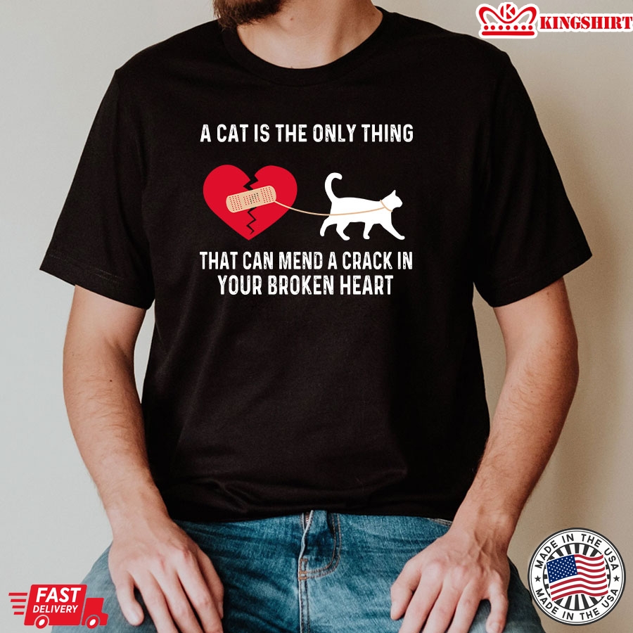 A Cat Is The Only Thing That Can Mend A Crack In Your Broken Heart Cat Lover T-Shirt