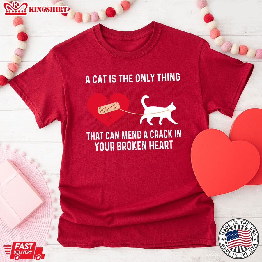 A Cat Is The Only Thing That Can Mend A Crack In Your Broken Heart Cat Lover T-Shirt